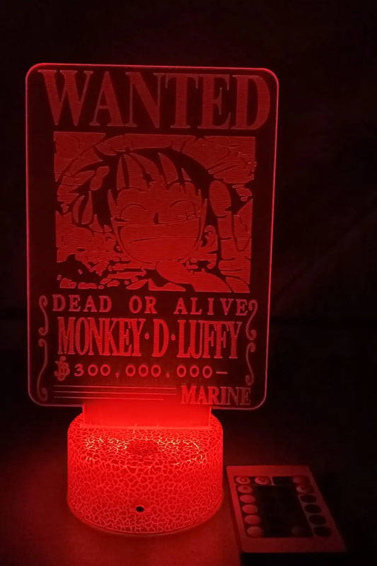 Lámpara LED 3D Wanted Luffy 300 Millones