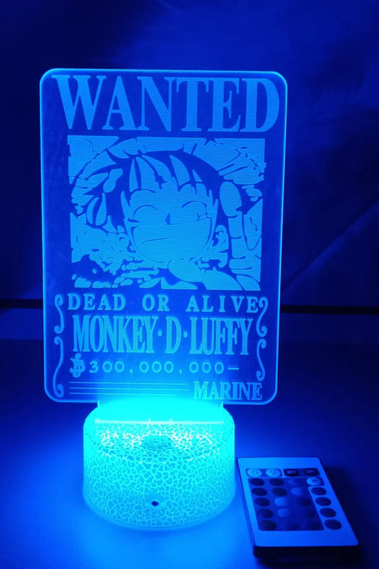 Lámpara LED 3D Wanted Luffy 300 Millones