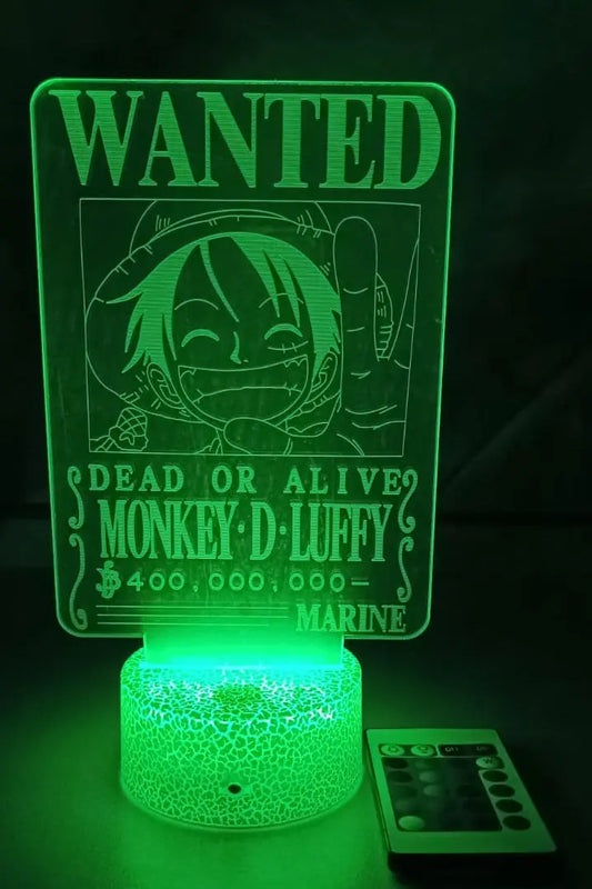 Lámpara LED 3D Wanted Luffy 400 Millones